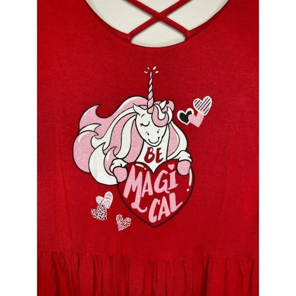 Justice Unicorn Dress Long Sleeve Magical Super Soft Criss Cross Back Sz 18/20‎